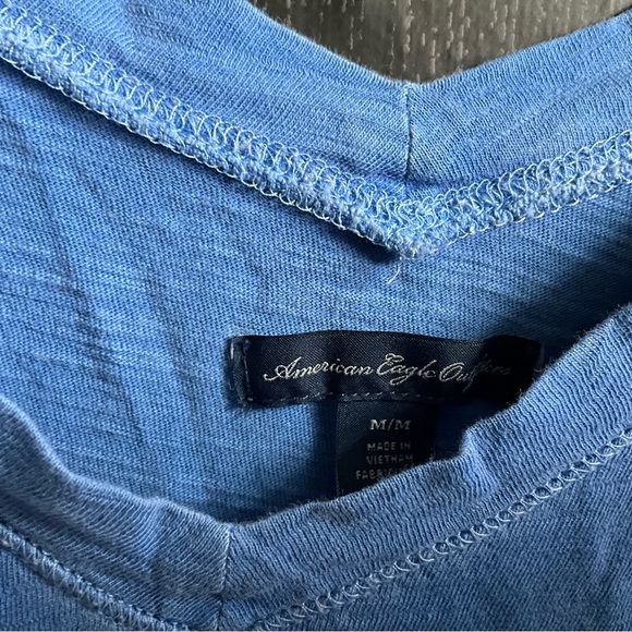 Vintage American Eagle blue Shirt, drop back v neck front basic y2k Tee - Picture 2 of 3